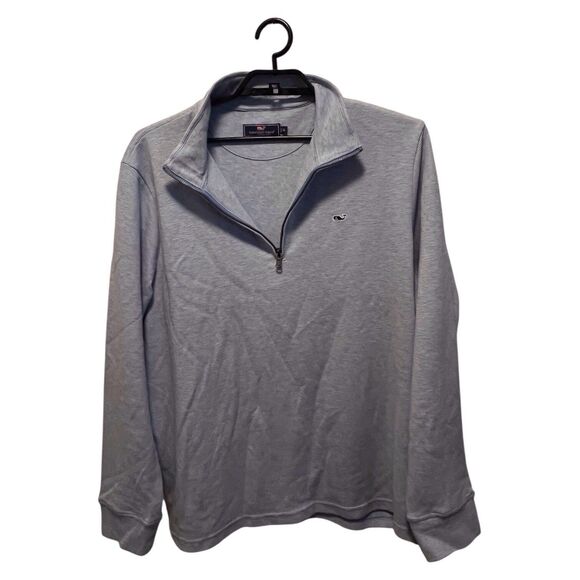 Vineyard Vines Mens Size XLARGE 1/4 Zip Pullover Sweater Cotton Blend Light Blue - Picture 4 of 10